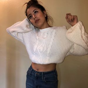 Warm Cute White Pullover Oversized Sweater